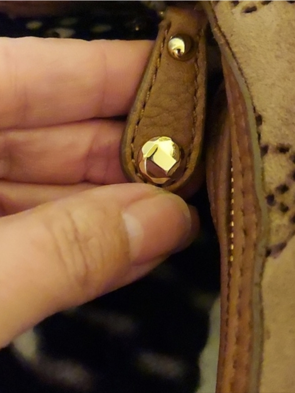 COLE HAAN H06 Collection Brown Suede Lazer Preforated Floral Motif Hobo Bag - Picture 7 of 14